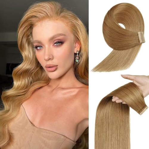 YDDM Extensões adesivas cabelo natural 20 unidades 60 cm 50 g castanho chocolate extensões de cabelo natural autocolantes extensões de cabelo natural cabelo humano natural (24 polegadas, 27 #)