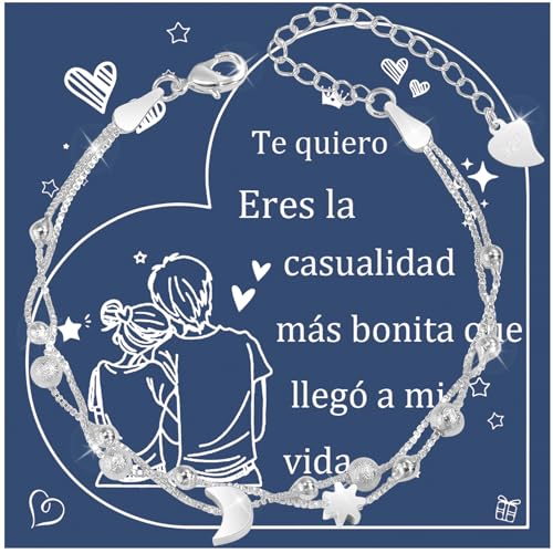 YELUWA Presentes originais para mulher, presente Dia da Mãe pulseira prata mulher presente aniversário amiga Natal presentes amiga amiga namorada aniversário pulseira mãe mãe e filha avó menina