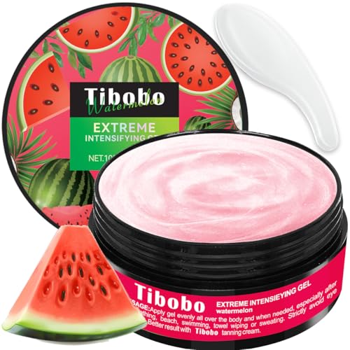 Gel acelerador de bronzeamento de primeira qualidade, 100 g, para uso em camas solares e para melhorar o bronzeado ao ar livre, creme bronzeador rápido com fórmula natural, hidratação (melancia)