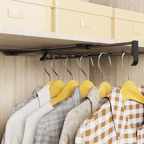 Reixuier Barra de armário extensível, cabides armário removíveis, comprimento 45 mm organizador para pendurar roupa para armário ou armário, para armários e áreas de armazenamento (45 cm)