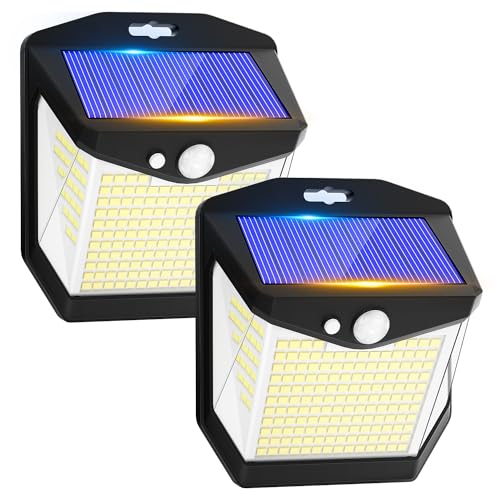 Luz solar LED exterior jardim: 248 LED luzes solares sensor de movimento 270° luzes solares holofotes solares exteriores lâmpada IP65 candeeiros aplique potente para com iluminação terraço candeeiros