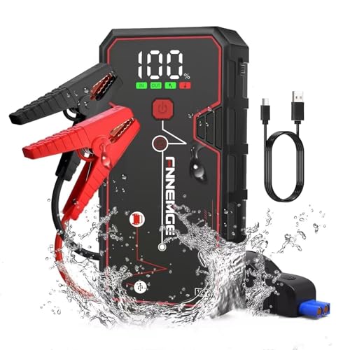 FNNEMGE Arrancador de bateria de carro, 2000 A, 21800 mAh, para todos os veículos 8.0 a gasolina ou 6.5 a diesel, carregamento rápido, QC3.0, tipo C