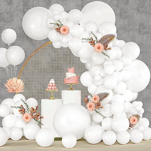 Balões branco, 120 peças arco balões decoração de aniversário branco grinalda balões, kit arco de balões para festas Baby Shower casamentos comunhão