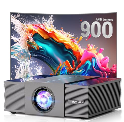 ULTIMEA Projetor 4K suporte cinema em casa com 900 ANSI, projetor de vídeo 1080P nativo com prevenção de objetos/6D Keystone, altifalante de 30 W, projetor WiFi Bluetooth 5,3 para sala de estar,