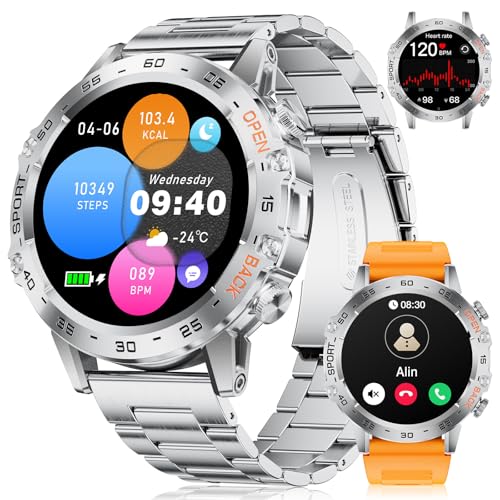 LIGE Relógio inteligente para homem, 1,45 pol. Amoled Smartwatch com chamadas, IP68 impermeável relógio de fitness com 24/7 polegadas SpO2, monitor sonho, podómetro, 100 modos de desporto, para iOS