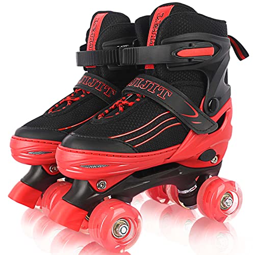 Patins para meninas, patins para meninos, patins infantis com iluminação em todas as rodas, adequados para interior e exterior, média