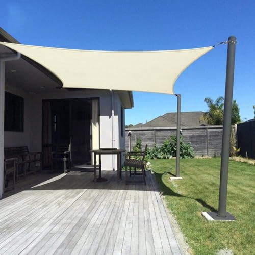 Dripex Vela de sombra retangular, 4 x 6 m, vela de sombra impermeável e corta-vento, 95% de proteção contra raios UV, para-sol de poliéster, ideal para pátio, terraço, jardim, bege claro
