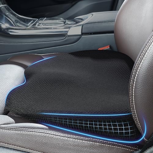 Qutool Almofada de assento para carro motorista, espuma de memória Bosster assento para adultos almofada assento de carro, adequada para automóveis, camiões, motoristas de longa distância (suave)