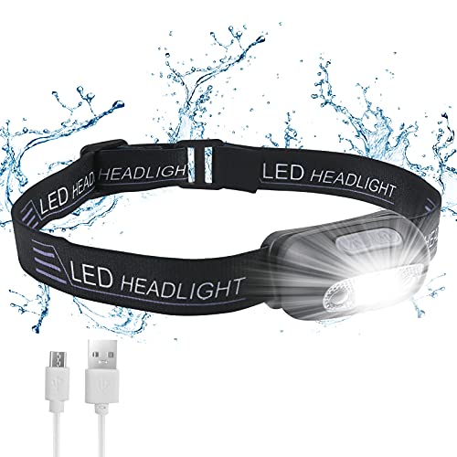 flintronic Lanterna frontal LED, 1 peça de 3 modos recarregáveis lanternas frontais com função de controlo do sensor, 1500 lúmenes lanternas LED USB recarregáveis impermeável para campismo, excursão,
