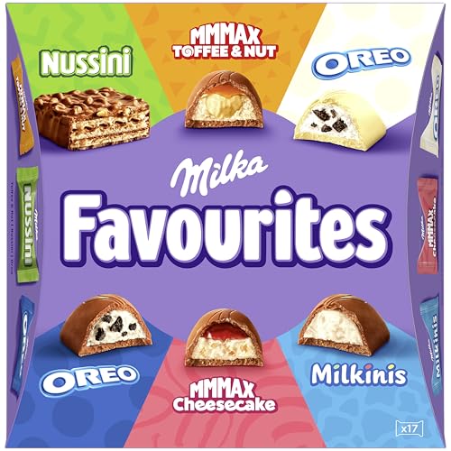 Milka Favourites, sortimento de bombons embrulhados individualmente, caixa de mini chocolate - 141 g