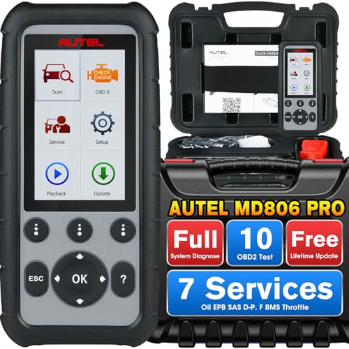 Autel MaxiDiag MD806 Pro OBD2 Diagnósticos carro leitor de códigos OBDII scanner todos os sistemas com reinício de óleo, EPB, SAS, DPF, BMS, acelerador serviços