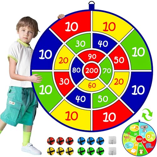 Conjunto de dardos de dupla face para crianças, conjunto de mesa, jogos de interior e exterior e presentes de festa de aniversário, adequado para crianças de 3 4 5 6 7 8 9 10 11 12 anos (65 cm)