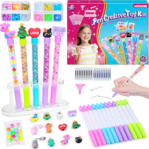 MOMUSE Kit de criação de canetas de 50 unidades, laboratório de canetas esferográficas, artesanato para crianças 6 anos, jogo criativo, ideias de presentes para meninos e meninas de 6 7 8 9 10 anos
