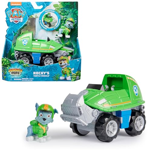 Patrulha Canina - Pack figura Rocky Jungle Pups e veículo tartaruga - patrulha canina brinquedos - 6067763 - brinquedos crianças 3 anos - presente criança 3 anos
