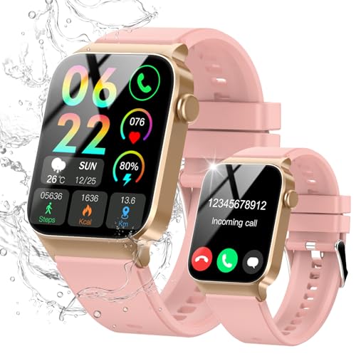 VKROBAG Relógio inteligente homem mulher, 1,85" HD Smartwatch com chamadas Bluetooth, monitor de ritmo cardíaco e sonho, impermeável IP68, 110 modos desportivos pulseira atividade iOS Android, rosa