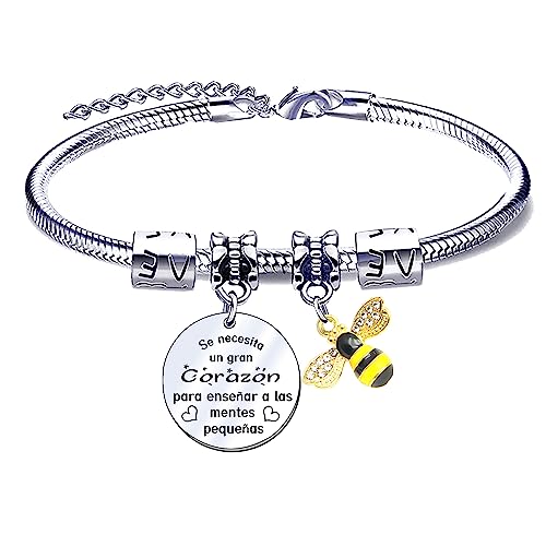 JRZDFXS Presente de professora pulseira de mulher presente professor pulseiras professor obrigado professor pelo presente gravado pulseira graduação presentes de aniversário presente do dia do