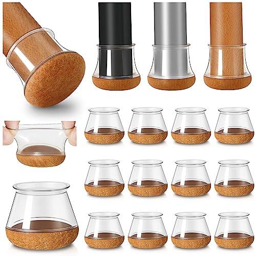 20 peças protetor pernas cadeiras redondo, protetores de chão para pernas de cadeira, silicone tampas de pernas de cadeira com almofada de feltro engrossada (transparente, Fit 30-40 mm)