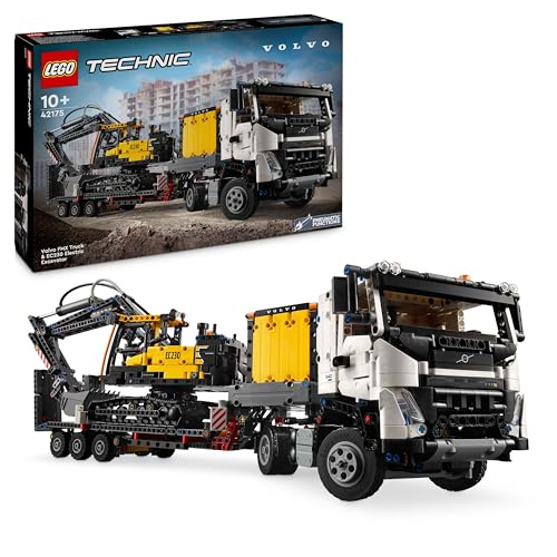 LEGO Technic Camião FMX e escavadora elétrica EC230 Volvo veículos de brinquedo, presente para meninos e meninas de 10 anos ou mais fãs de motor e obras, decoração de estante 42175