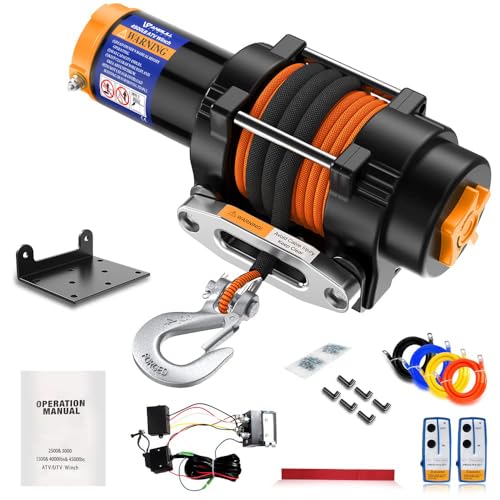Anbull Guincho elétrico 12 V 4500 LBS/2045 kg, corda sintética 5,5 mm * 15 m, IP67 impermeável, corda de nylon, com controlo remoto sem fios x 2 (20 m), compatível para ATV UTV