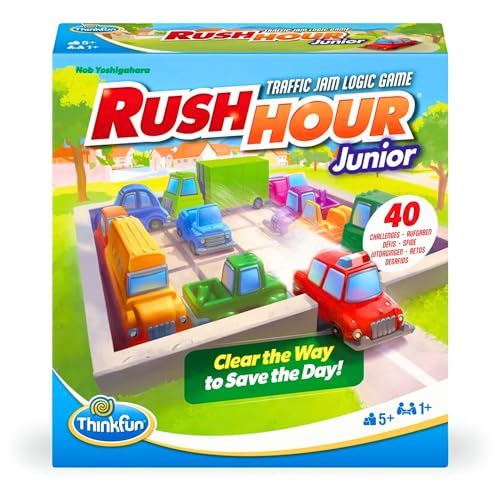 ThinkFun - Rush Hour Junior, jogos de tabuleiro para crianças com 5 anos ou mais, jogos de lógica, 40 desafios, presente para menino de 5 anos, jogos de mesa familiar, versão em espanhol