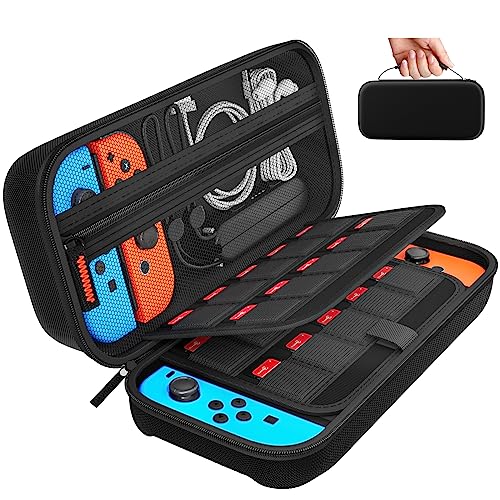 daydayup Capa para Nintendo Switch e Switch OLED com 20 ranhuras para cartões de jogo - capa rígida de armazenamento em material para consola e acessórios Nintendo Switch