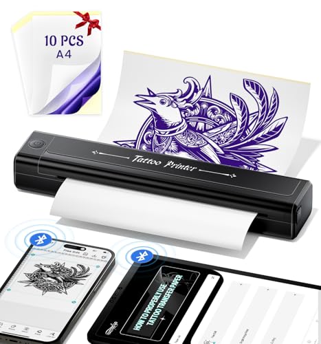 Yowell H1 Termocopiadora Tattoo, impressora tattoo, impressora tatuagens com 10 peças papel, impressora térmica tatuagem para smartphone PC, termocopiadora tatuagem para artistas de tatuagem e