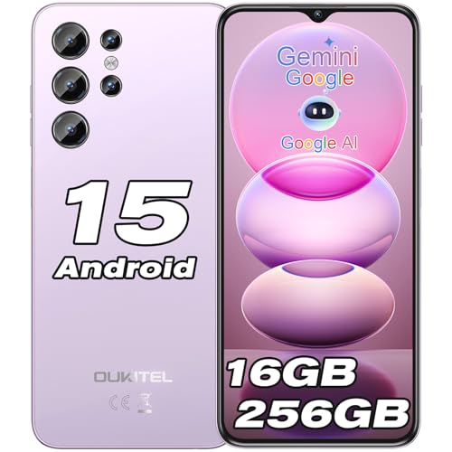 OUKITEL C1 Pro Telefones celulares livres Android 15-16 GB RAM+256 GB ROM/1TB, bateria 5150 mAh telemóvel, 6,52" HD, câmara 13 MP, triplo 4G SIM Smartphone/Fingerprint/Face ID/OTG/3.555 mm Jack