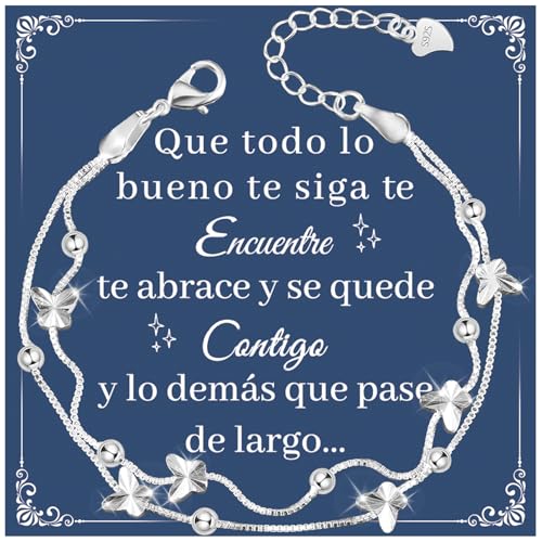 YELUWA Presentes originais para mulher, presente Dia da Mãe pulseira prata mulher presente aniversário amiga Natal presentes amiga amiga namorada aniversário pulseira mãe mãe e filha avó menina
