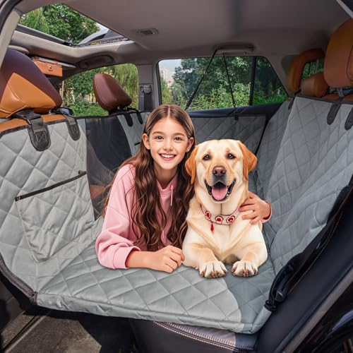 ENONCI Capa para cães carro capa de assento com parte inferior dura, animal de estimação anti-aderência impermeável e resistente protetor de carro e protetor completo assento traseiro e portas