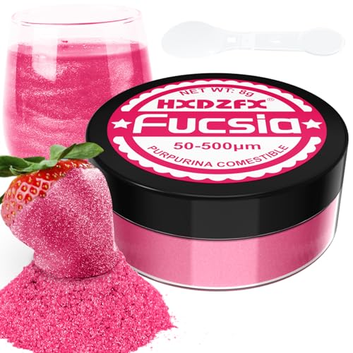 Purpurina comestível fúcsia - 100 % purpurina comestível peças de reposição adornos comestíveis para bolos, chocolate, madalenas, coquetel, confeitaria, creme, etc. (8 g)