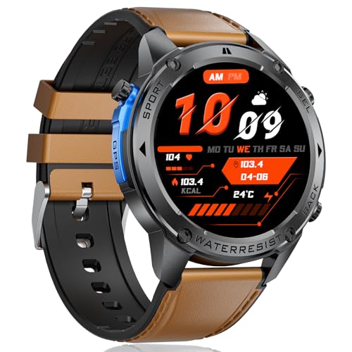 ESFOE 2025 Militar relógio inteligente homem GPS, 1,43" AMOLED Smartwatch homem com 5ATM&IP69K impermeável, bateria longa de 45 dias, altura e bússola, 170 modos de desporto com chamadas Bluetooth