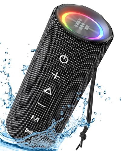 Tronsmart Mirtune C2 Altifalante Bluetooth 5.3, altifalante potente portátil com luz LED colorida, 24H de reprodução, impermeável IPX7, 360° som estéreo, controlo da aplicação, suporte TF, SD, para