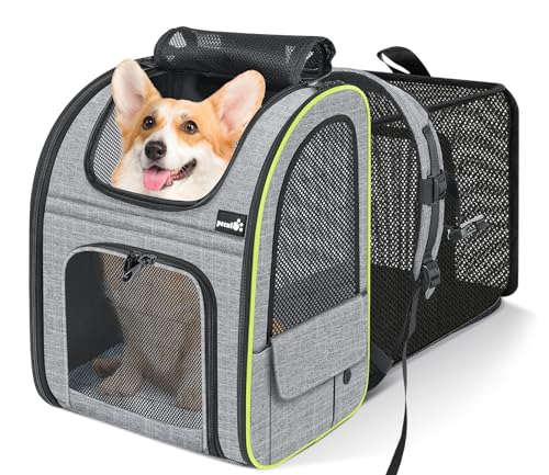 Pecute Transportin Gato XL, 6 kg, < 8 kg, mochilas para gatos e cães bolsa para animais de estimação expansível e dobrável para viajar de comboio/carro/restaurante