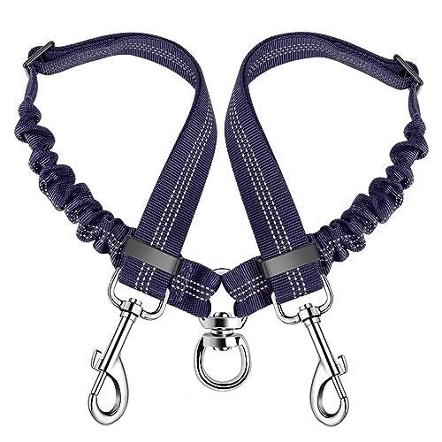 SlowTon Correia dupla para cão, trela dupla sem emaranhados para 2 cães, para caminhar e treinar, rotação rotativa de 360°, refletor, comprimento ajustável, divisória dupla trela para dois cães