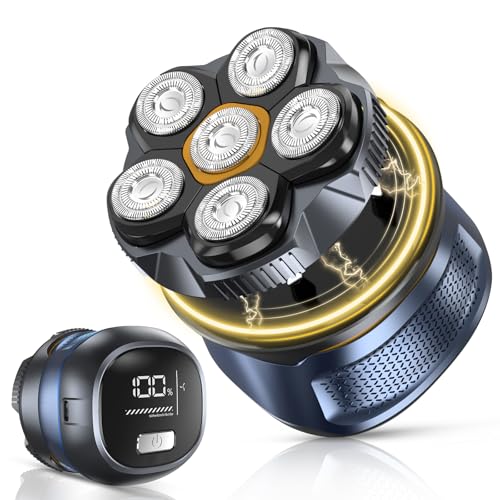 Máquina de barbear elétrica cabeça para homem, 2 modos magnético 6D máquina de barbear cabeça de barba, máquina de barbear homem carvo, uso húmido e seco IPX7 impermeável USB-C recarregável para