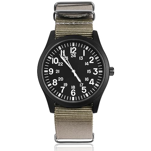 Vicloon Relógio para homem, relógio de quartzo, relógio de pulso, calendário automático, mostrador analógico minimalista, banda de tecido de lona, relógio impermeável diário, Esbranquiçado, pulseira