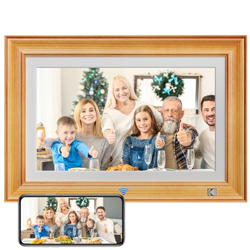 KODAK Moldura de fotos digital de 14,1 polegadas porta-retratos digitais WiFi HD IPS ecrã tátil moldura fotos eletrónica com memória de 32 GB, rotação automática, compartilhamento de imagens, música,