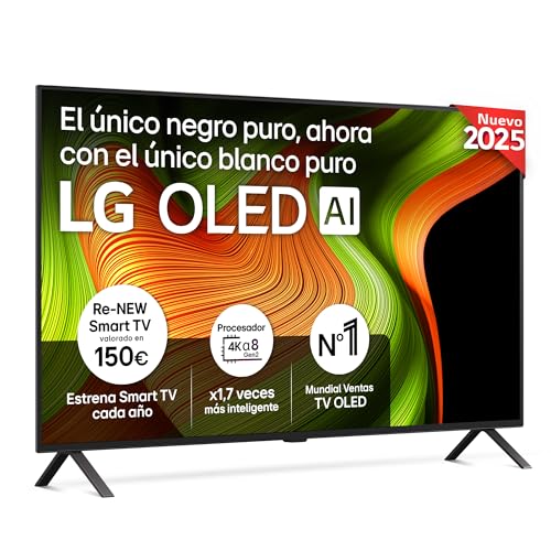 LG OLED55B56LA Televisão de 55", OLED 4K, Smart TV AI B5, WebOS 25, Super Upscaling, Dolby Vision e Dolby Atmos, AMD FreeSync, Alexa/Google Assistant, preto