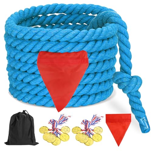 CWLAKON Corda de jogo para crianças e adultos, dia de campo, jogos de festa de aniversário, jogos ao ar livre, piquenique, carnaval e atividades de construção de equipamentos, 12 m, azul