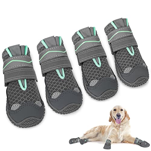 SlowTon Proteção das patas dos sapatos de cão, antiderrapantes e impermeáveis, sola de borracha refletora, botas de neve de inverno para animais de estimação