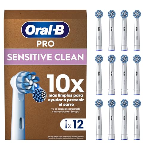 Oral-B Pro Sensitive Clean Peças sobresselentes para escova de dentes elétrica, conjunto de 12 cabeças, branco, originais (tamanho da caixa de correio)