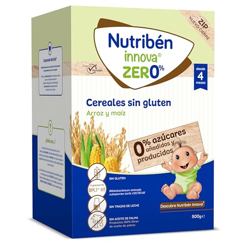 Nutribén innova ZERO 0% cereais sem glúten, arroz e milho, alimentos para bebés a partir de 4 meses, 0% de açúcar adicionados, sem ratos de leite, 500 g