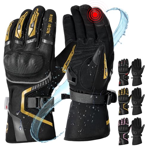 RIDEIRON Luvas de motocicleta inverno homem mulher, resistentes ao vento, leves e quentes com ecrã tátil para motociclismo, caminhadas e outros desportos ao ar livre