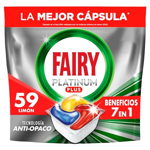 Fairy Platinum Plus Cápsulas da máquina de lavar louça, tudo em um limão, 59 cápsulas