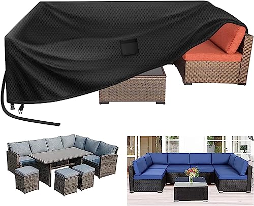 Kovshuiwe 280 x 205 x 106 cm capa para móveis de jardim impermeável de tecido Oxford 420D, resistente ao vento, anti-UV, para móveis de jardim, terraço, exterior