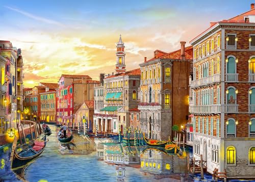 Puzzle para adultos 1000 peças, Venice romântico, encaixam-se perfeitamente entre si, sem pó, brinquedos para homens, mulheres idosas (70 x 50 cm), póster 1:1