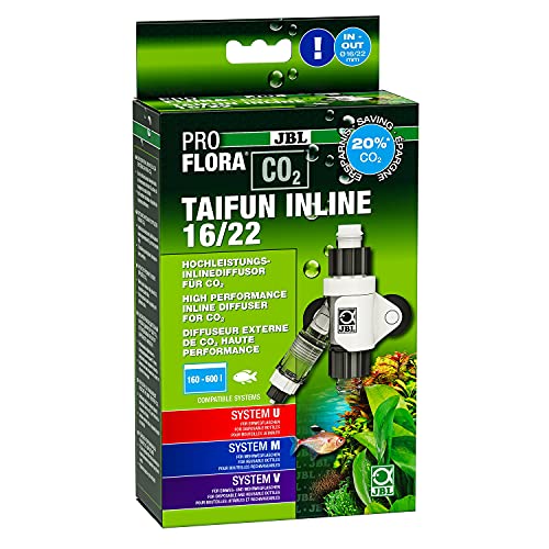 JBL PROFLORA CO2 Taifun Inline 16/22, difusor de CO2, contador de bolhas integrado e proteção contra refluxo, para aquários de 160 a 600 l