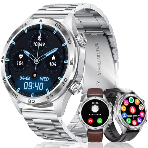 MEGALITH Relógio inteligente homem chamadas: Whatsapp Bluetooth Smartwatch compatível Android iOS - prateado relógio desportivo fitness impermeável