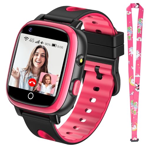 TotsyFun 4G Relógio inteligente criança com vídeo e chamadas, Smartwatch crianças com IP68 resistente à água, SOS, GPS, WiFi, podómetro, modo escolar para meninos e meninas de 5 a 14 anos presente