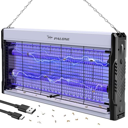 PALONE Candeeiro anti-mosquitos 4000 V 1,5 m USB repelente de anti-mosquitos elétrico ao ar livre, mata mosquitos elétrico com corrente e bandeja, adequado para interiores e exteriores (50 * 24,5 *